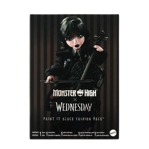 Monster High Wednesday Addams Paint in Black Fashion Pack In Shipper - Picture 1 of 5